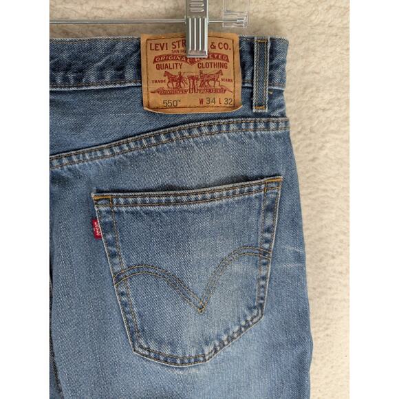 Vintage Levis 550 Jeans Mens 34x32 Blue Denim Straight Relaxed Fit Faded Y2K - Picture 14 of 16